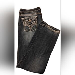 Vigoss Dark Wash Boot Cut Jeans with Embellished Back Pockets